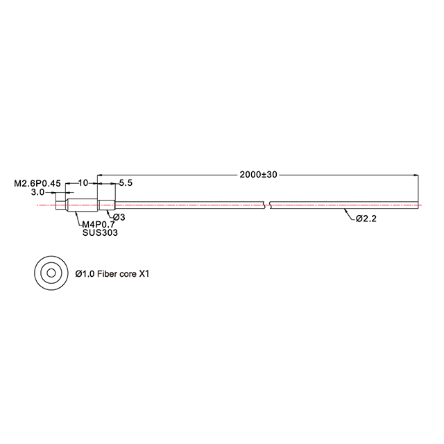 Sợi quang PT-R42 Kích thước