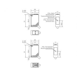 PTE-TM10NO Square photoelectric sensor