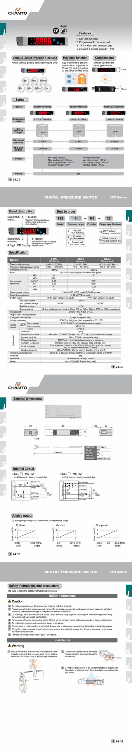 SE9 Digital Pressure Switch Chanto